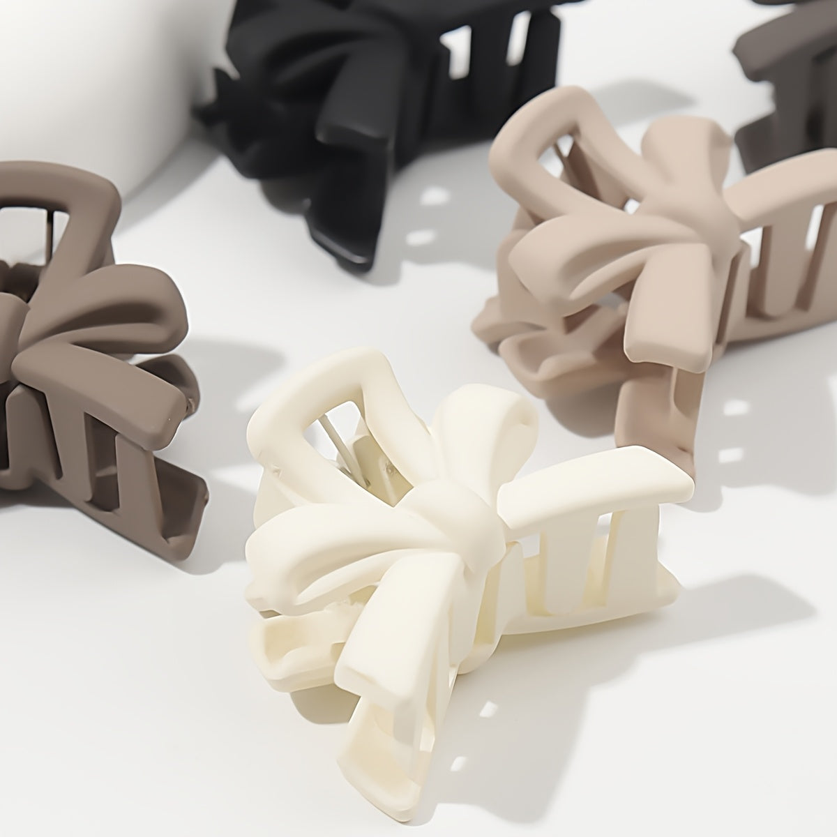 Set of 5 Small Frosted Black Bow Hair Clips for Princess Hairstyles