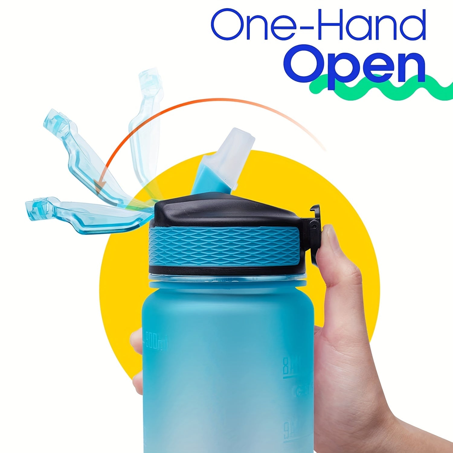 Botella de agua de 32oz con marcador de tiempo para hidratación y fitness