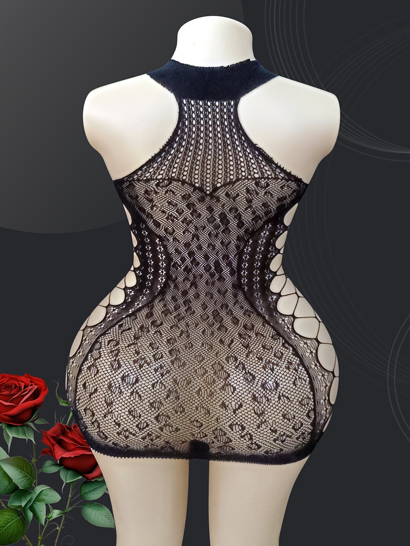 Women's Fishnet Mesh Bodycon Dress Plus Size Hollow Out Leopard Print