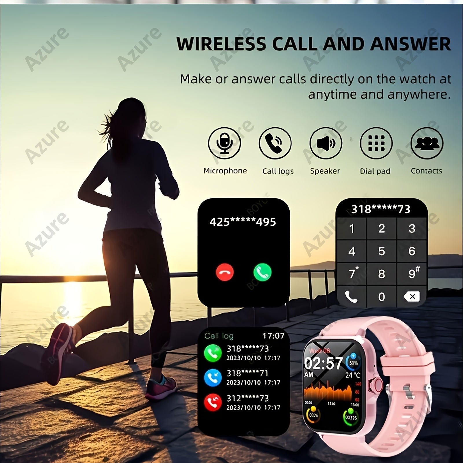 Reloj inteligente con pantalla táctil completa de 4.65cm con llamadas inalámbricas, recordatorios de texto, modos deportivos, cuerpo de metal