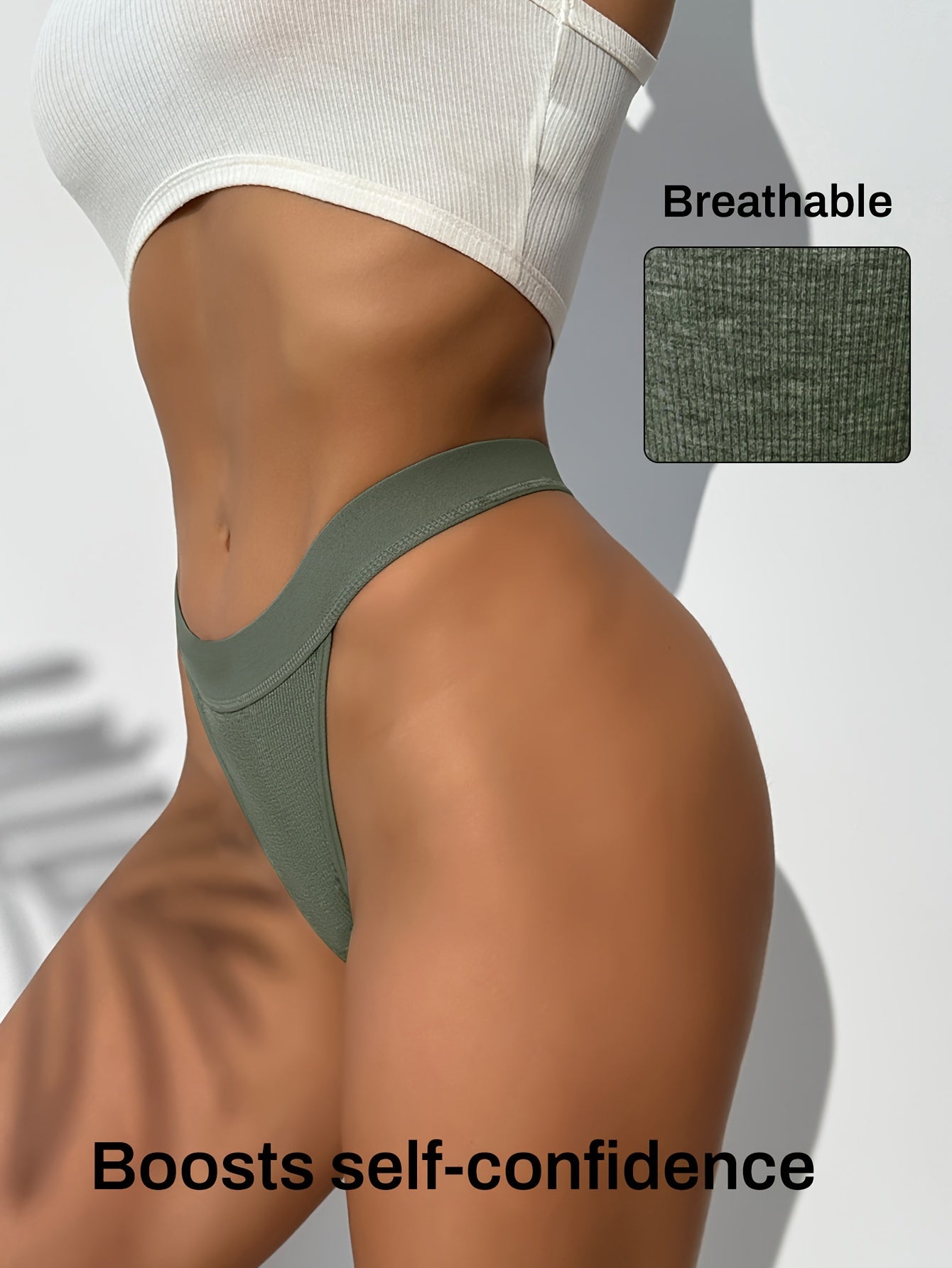 Women's Seamless Breathable Skin-Friendly Thong Solid Color Mid Rise V-String Underwear