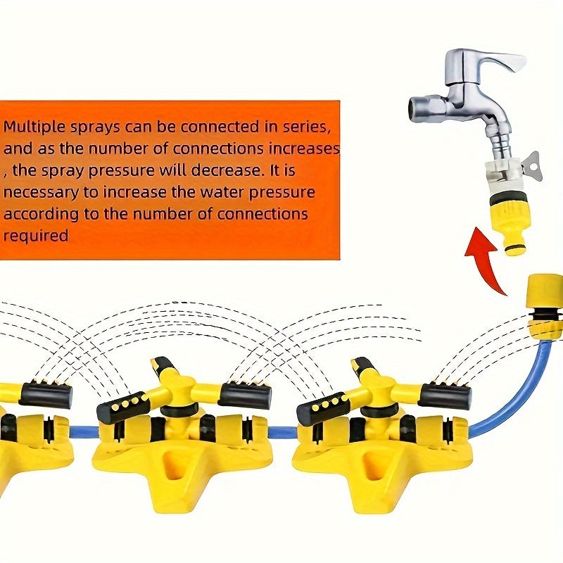 6-Piece Plastic Rotating Lawn Sprinkler Set with Adjustable Arms for Garden Irrigation