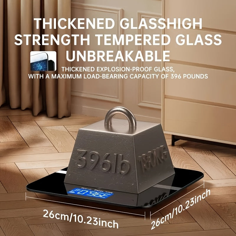 1pc Tempered Glass Electronic Scale for Home Fitness Outdoor Dorm Battery-free Wide Platform