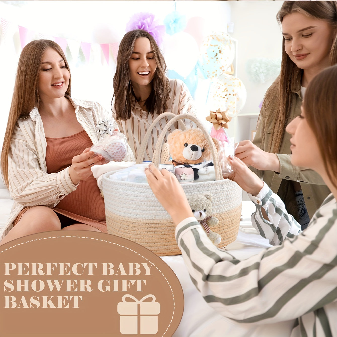 Nursery Diaper Caddy with Handles Storage Basket for Diapers Wipes Toys