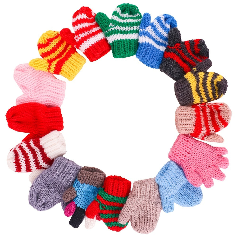 Guantes decorativos de Navidad en miniatura, adornos hechos a mano para el hogar y la oficina