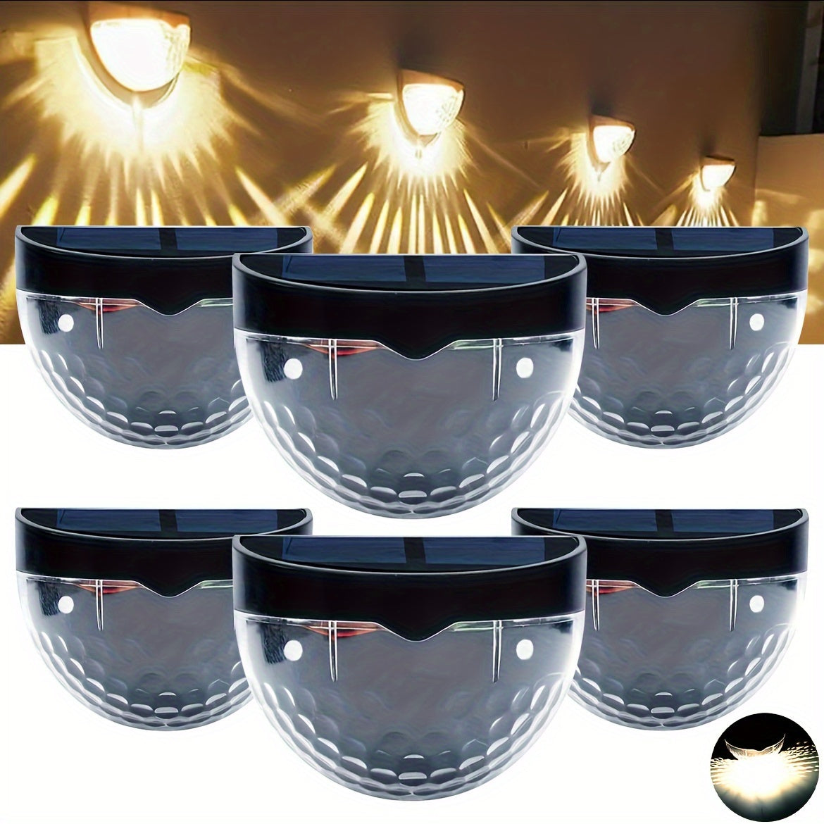 6pcs Luces solares de cerca para exteriores luz cálida blanca camino jardín patio iluminación