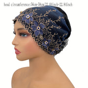 Women's Polyester Turban Hat with Rhinestones Breathable Summer Headscarf for Chemo Patients