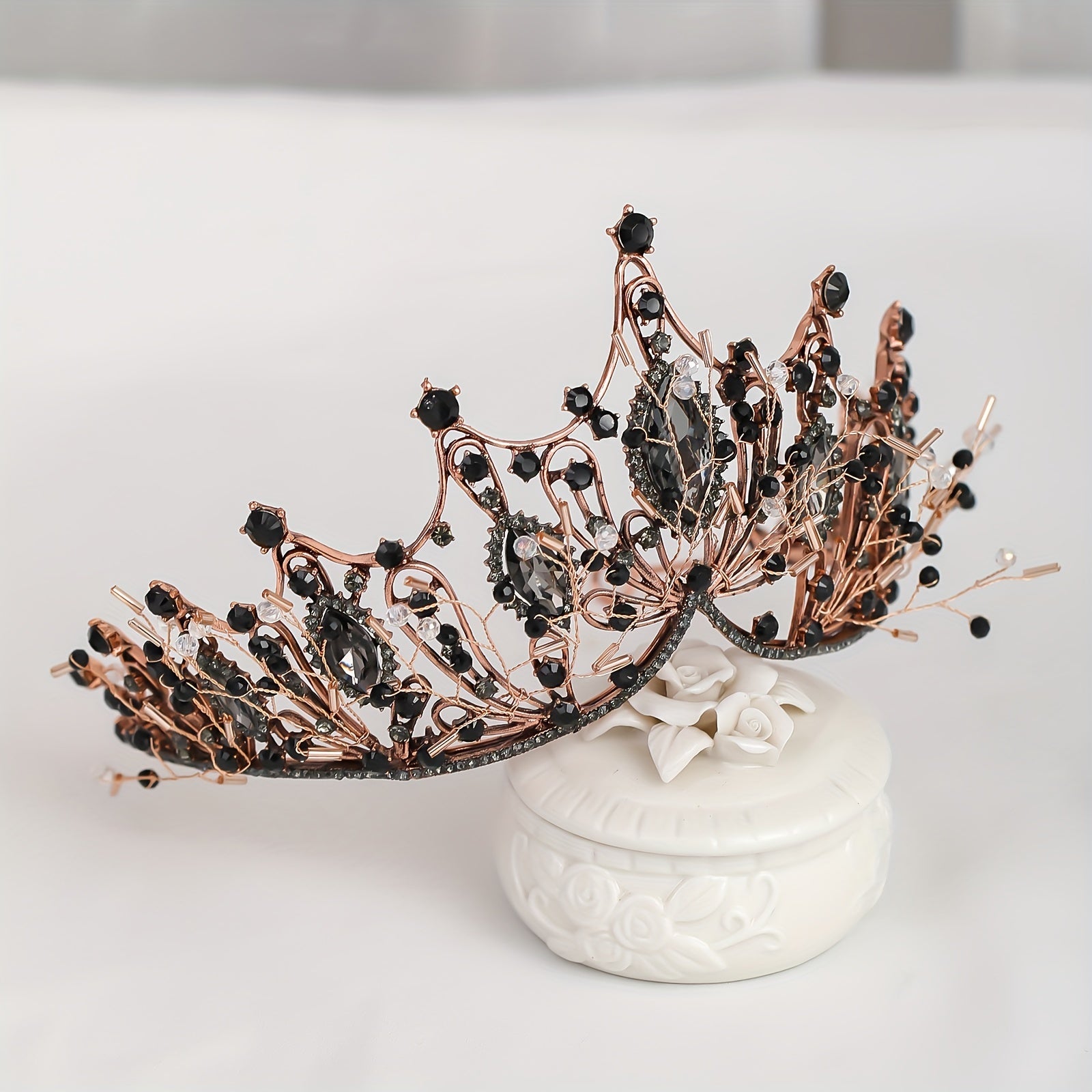 Golden Baroque Queen Crown and Tiara Set for Women Girls Crystal Rhinestones Mermaid Design