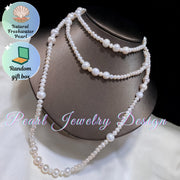 Women’s Freshwater Pearl Necklace Long Minimalist Sweater Chain Gift