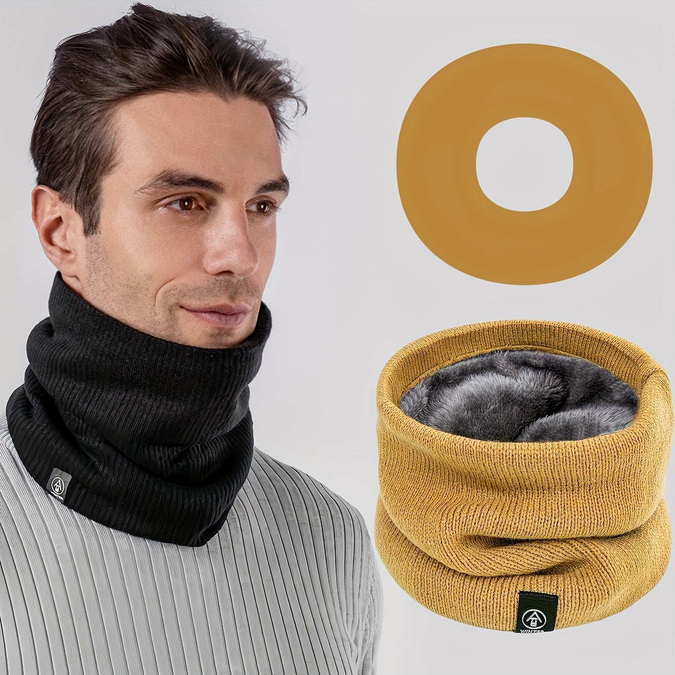 Winter Neck Gaiter Fleece-Lined Scarf for Men Women Cycling Mask Fake Collar