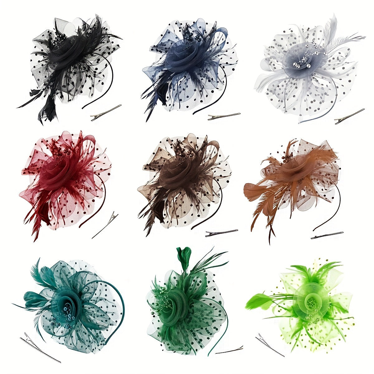 Ayollar uchun Vintage Chic Fascinator Shlyapa - Chiroyli Tarmoq Gul, Qush Tuxumlari va Klipli Boshband bilan 50-yillar va 60-yillar uslubida - Choy Partiyalari, Derby Kuni, To'ylar va Retro Yig'ilishlar uchun ideal