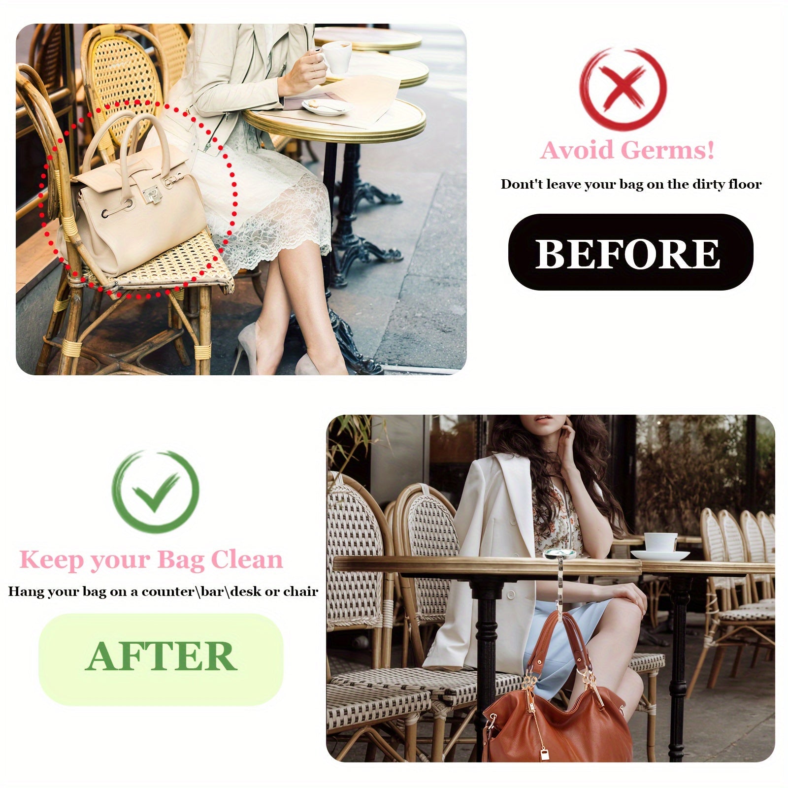 Набор из 3-х складных крючков для кошельков с цветочным дизайном букв, изготовленных из металла для подвешивания сумок на столах. Стильная подставка для сумок и органайзер для стола для женщин.