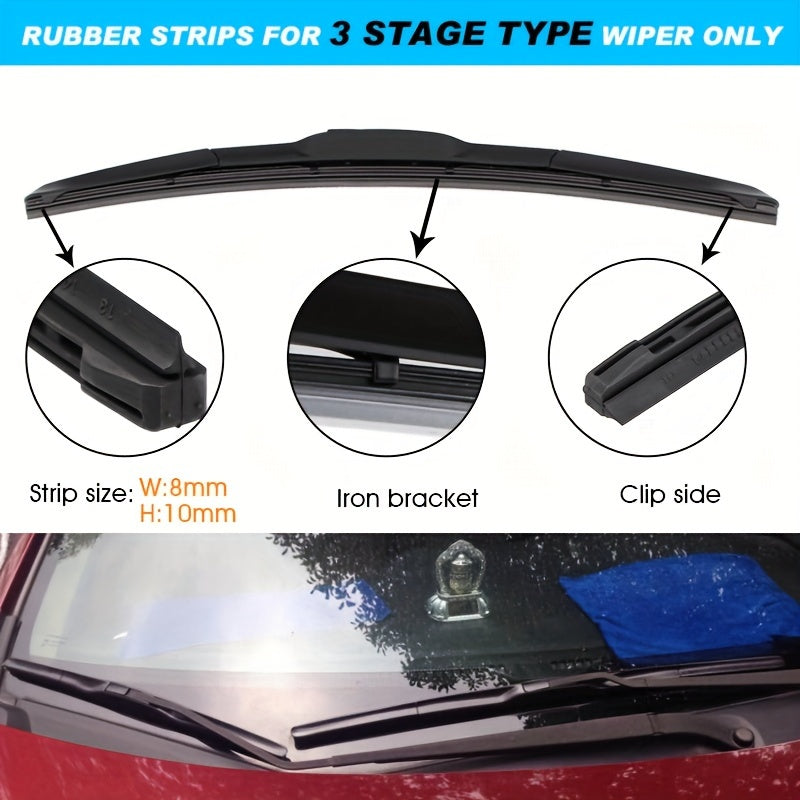 2pcs Rubber Wiper Blade Insert Refills Soft 8mm Fit 14-28 Inch Car Auto Accessories