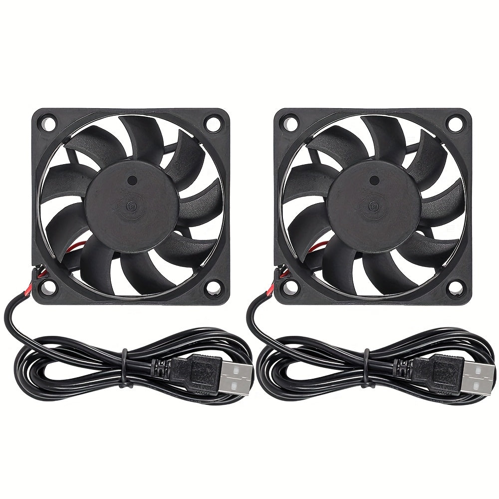 2pcs 60mm USB DC Cooling Fans for PC Case and Raspberry Pi