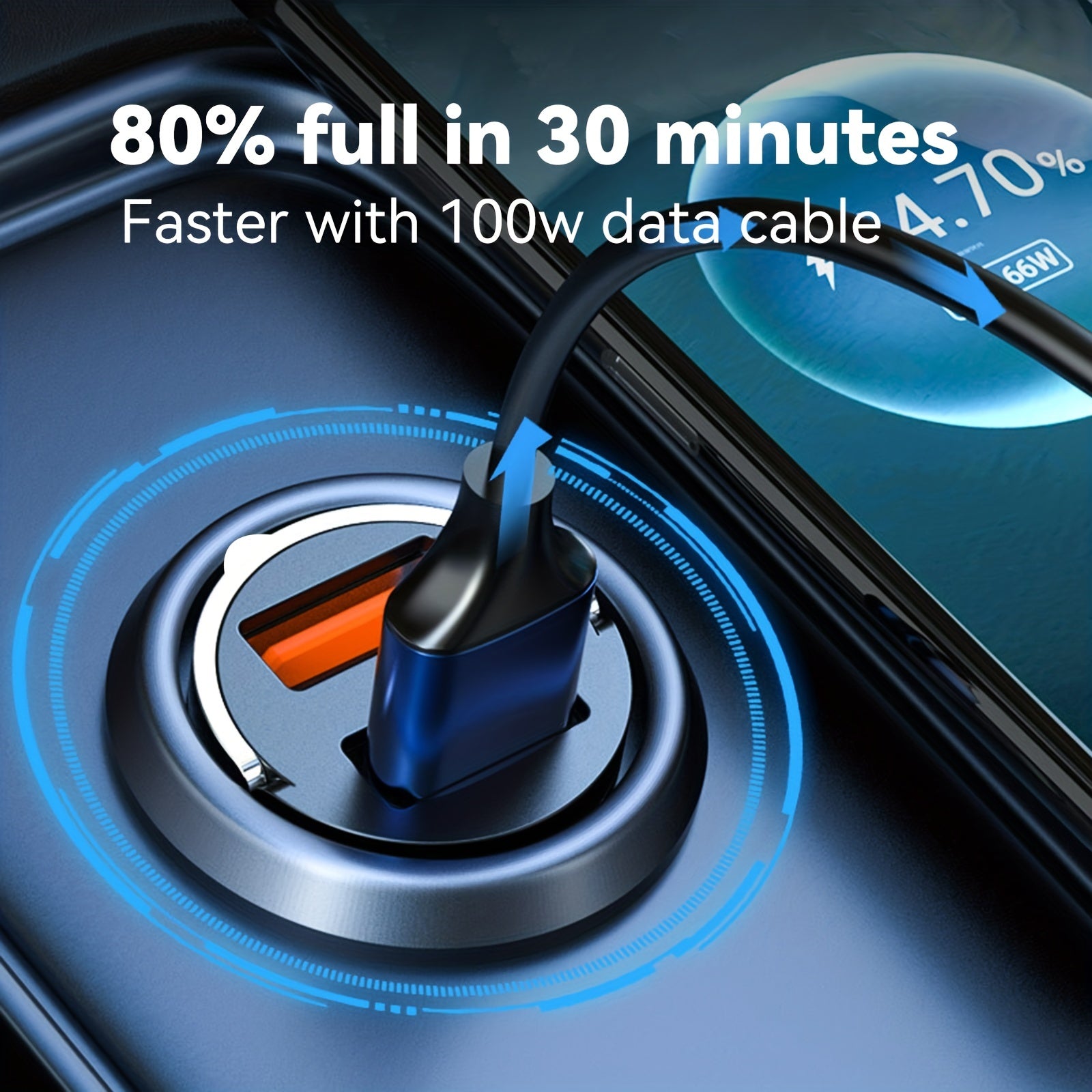 Car Fast Charger Dual USB Metal Car Charger Quick Charging