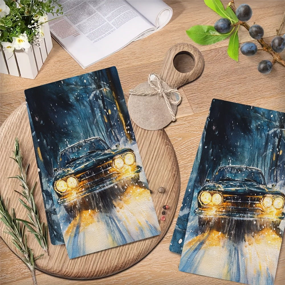 Coastal Style Kitchen Towels 40x60cm Super Absorbent Polyester Hand Towels