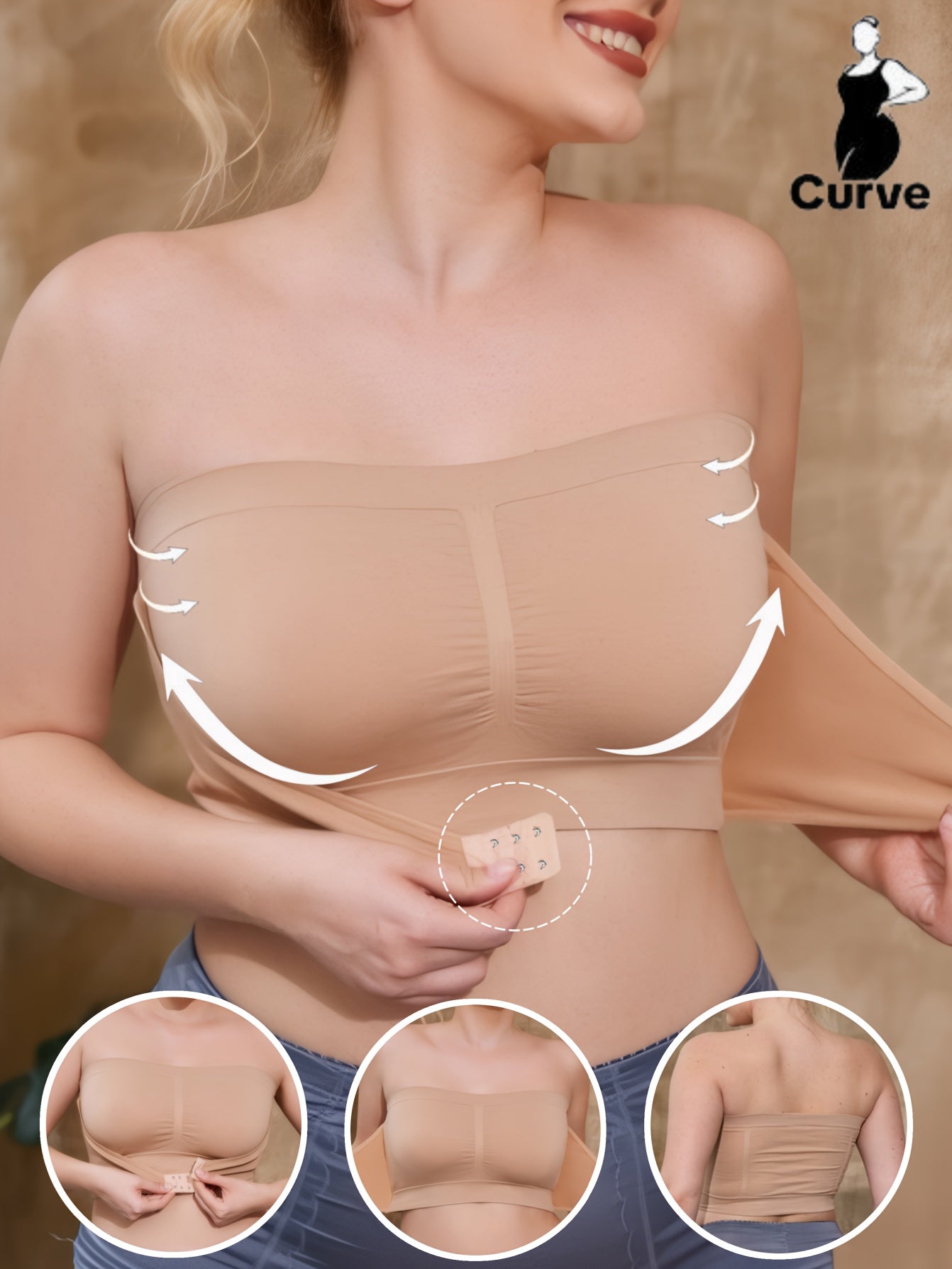 Women's Wireless Sports Bra Breathable Seamless Plus Size Adjustable Closure