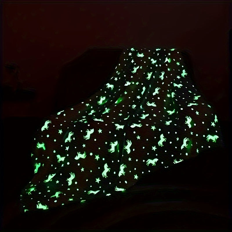 Rainbow-Colored Unicorn Printed Throw Blanket Soft Flannel Couch Sofa Bed Camping Travel