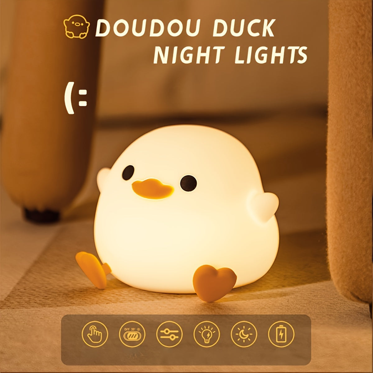 Luz nocturna en forma de pato, recargable por USB, para decoración de dormitorio y regalos