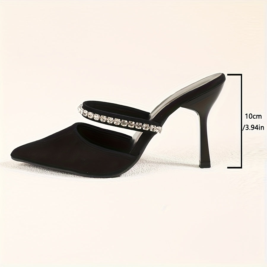 Women's Pointed High Heels with Rhinestones for Formal Events