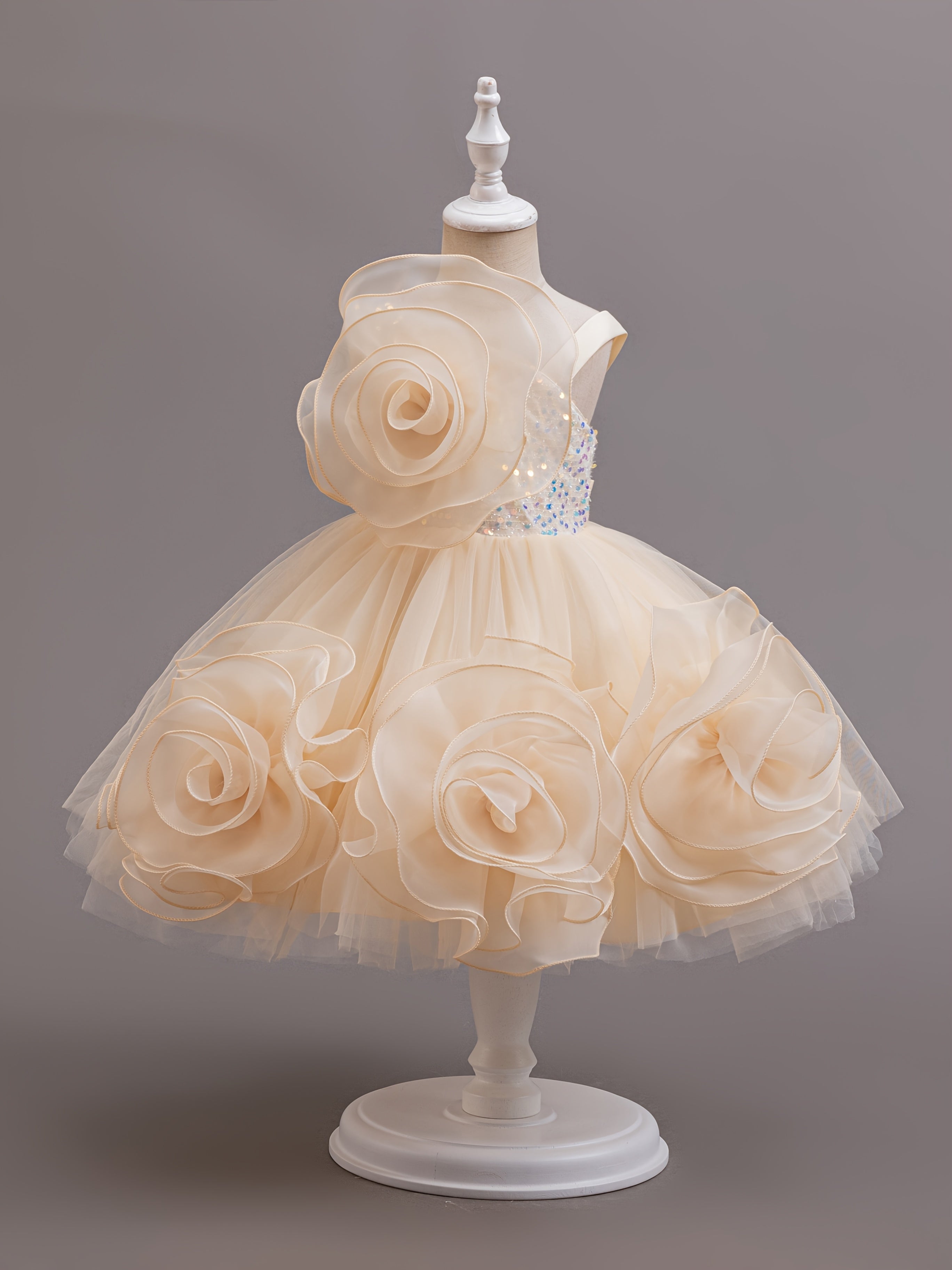 Girls Sleeveless Red Floral Dress for Young Girls Midi Fitted Party Piano Performance