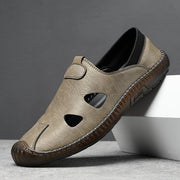 Plus Size Men Breathable Slip-On Sandals Summer Casual Microfiber Leather Non-Slip