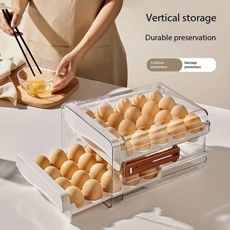 Egg Storage Box Stackable Plastic Fridge Organizer for 60 Eggs