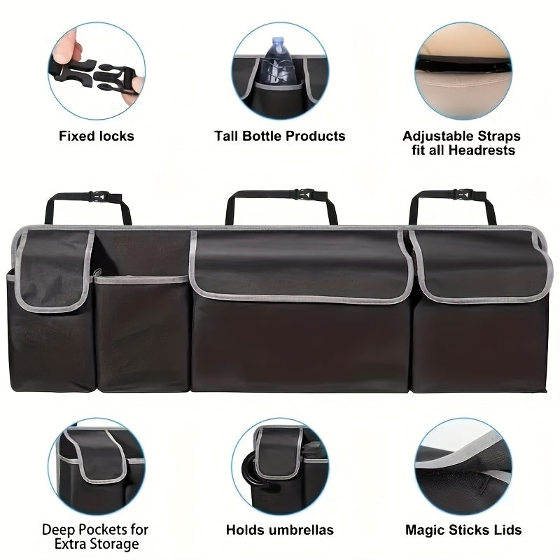 Органайзер для багажника автомобиля из Oxford-материала, многофункциональный с карманами и ремнями