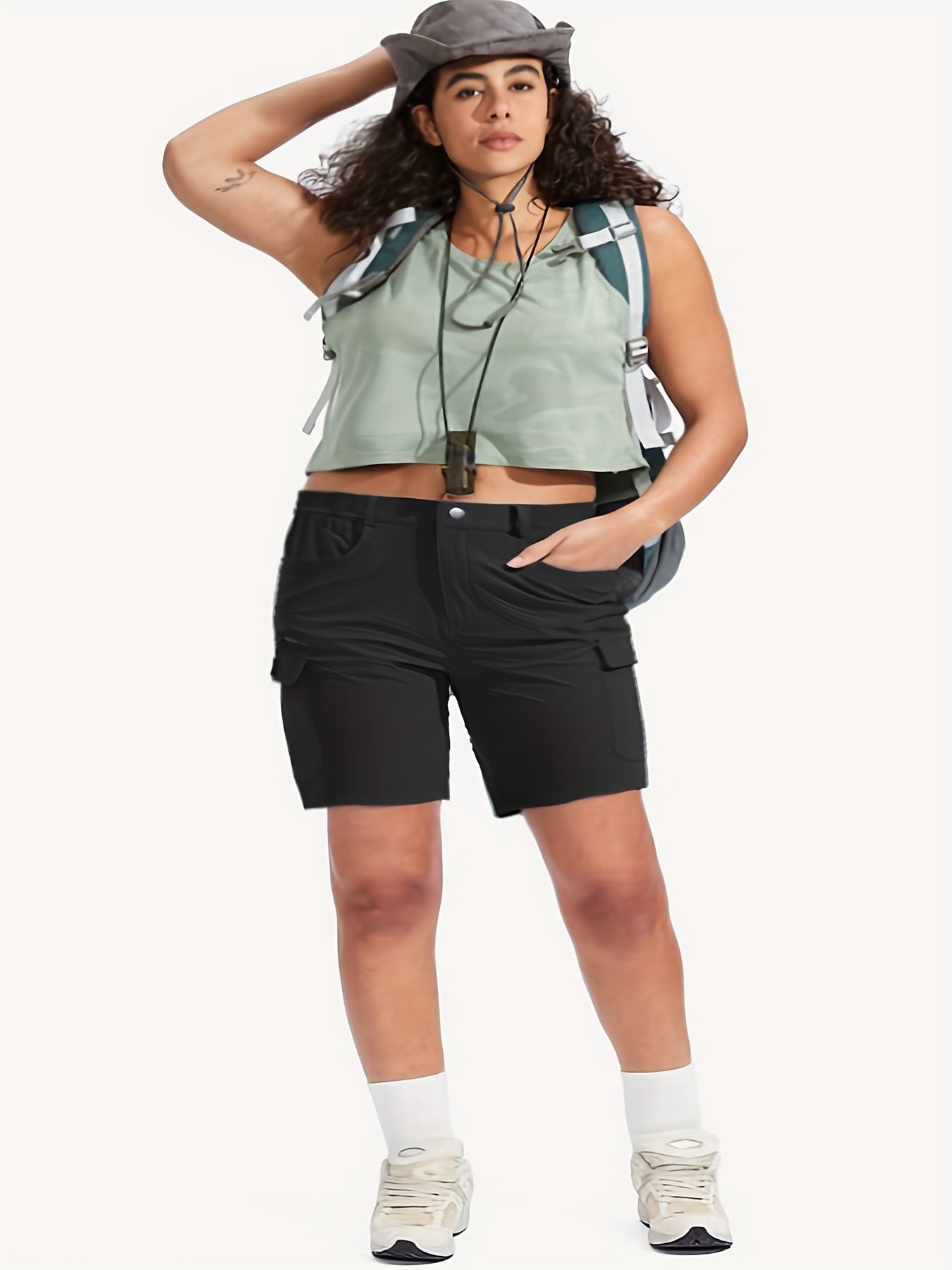 Pantalones cortos cargo ligeros de mujer de secado rápido de 7 pulgadas con 7 bolsillos