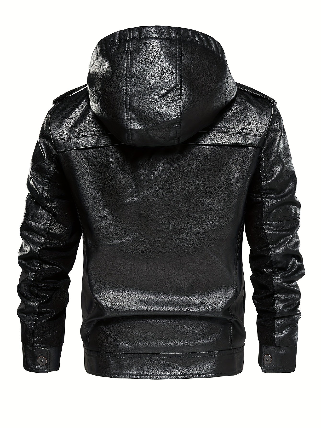 Erkaklar uchun shamoldan himoyalovchi va iliq PU kurtka, qo'shimcha fliys bilan, AQSh o'lchamida.