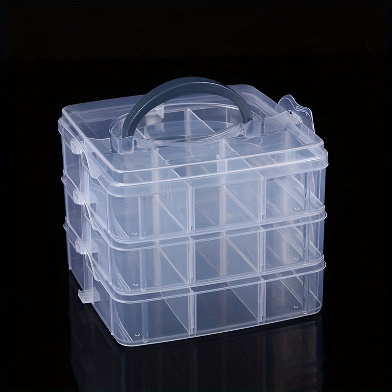 Acrylic Organizer Box with 3 Tiers Adjustable Compartments for Jewelry and Accessories