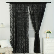 Black Lace Curtain for Bedroom Living Room Kitchen Office with Rod Pocket