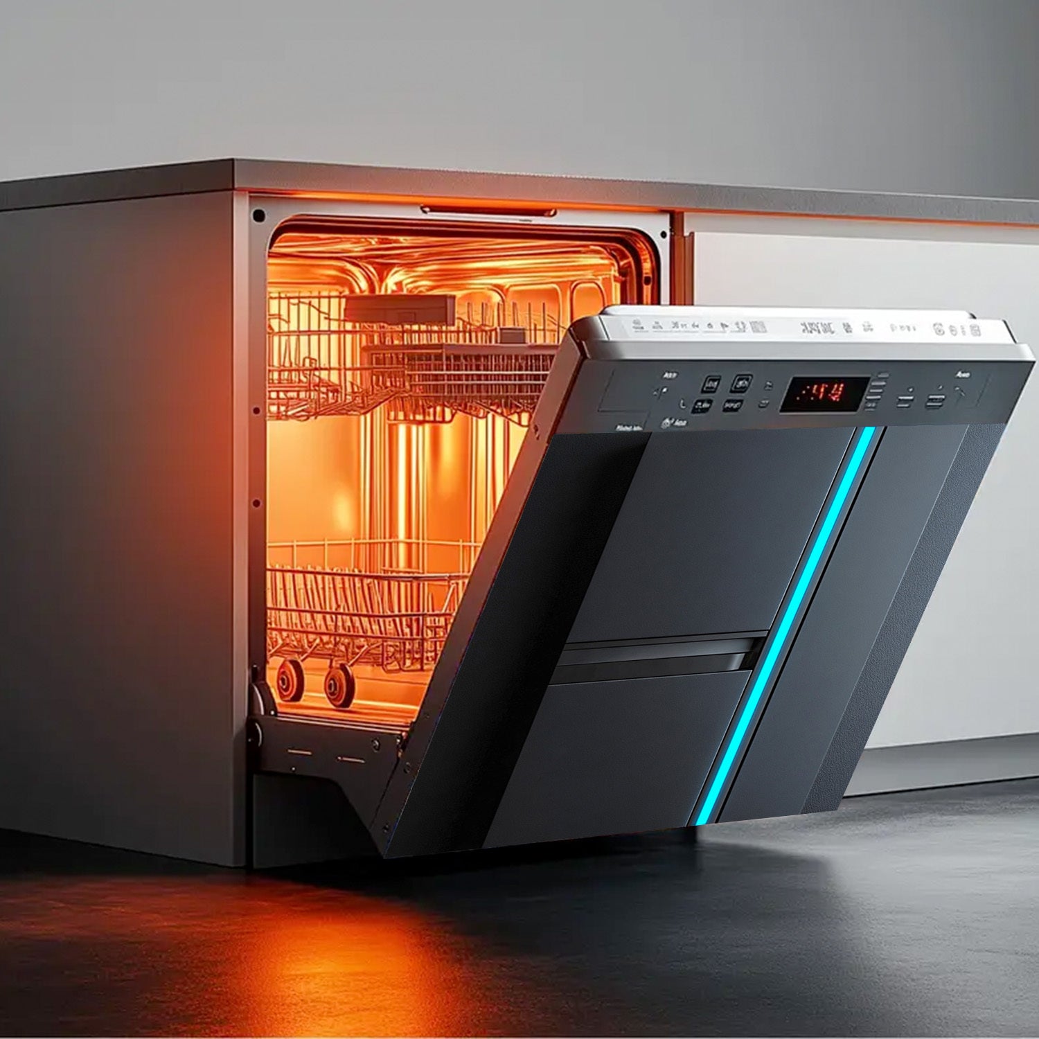 Cubierta de imán para lavavajillas negro, panel metálico resistente al agua y al calor, decal 58.5x65 cm