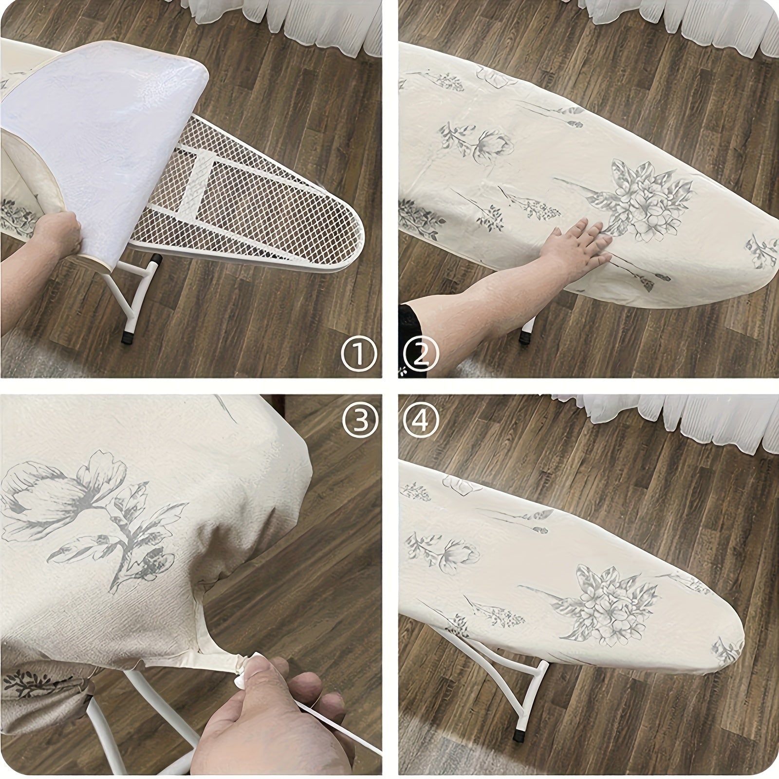 Floral Ironing Board Cover Polyester Blend Heat Resistant Non-Slip Size 139.7cmx20