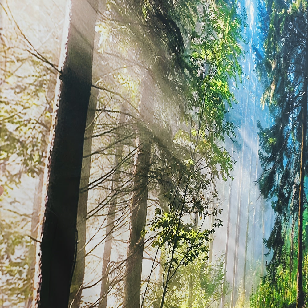 Sizning ichki yotoqxonangiz uchun 6 juft o'rnatish to'plami bilan birga keladigan, chiziqli naqshga ega bo'lgan, cho'zilgan polyesterdan tayyorlangan super katta o'rmon manzarasi fon bezak.