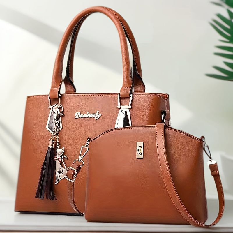 Women's PU French Design Handbag Large Capacity Casual Light Luxury Korean Print