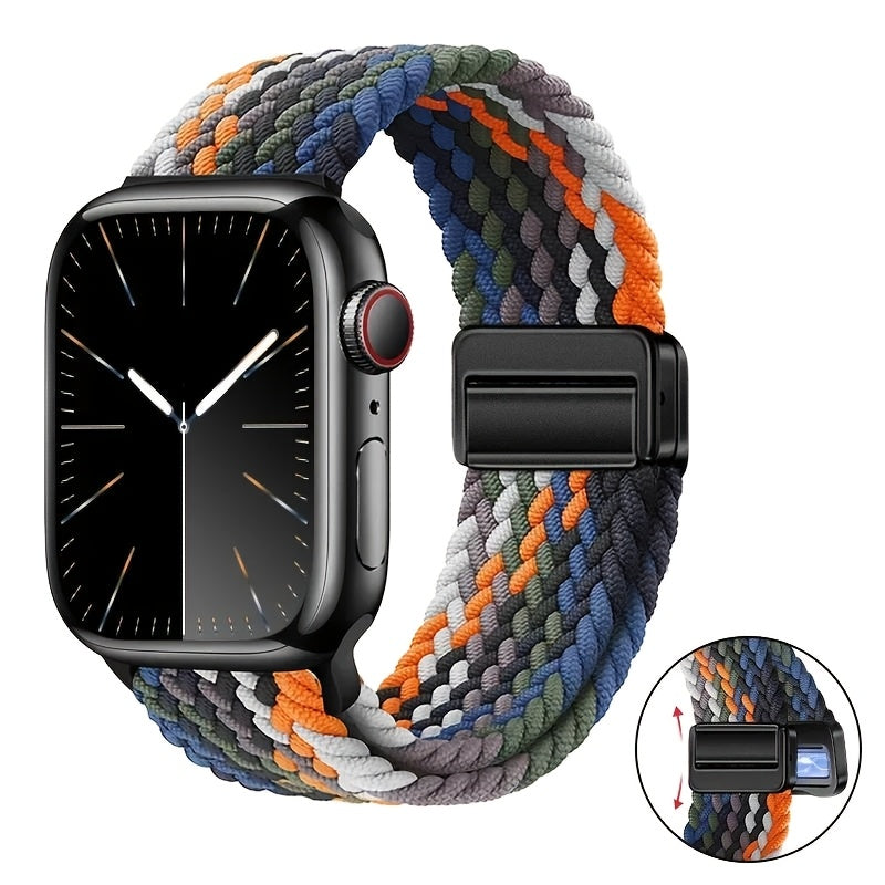 Nylon Watch Strap for Apple iWatch Series 1-9 Magnetic Snap Buckle Loop Compatible with 38mm to 49mm Sizes