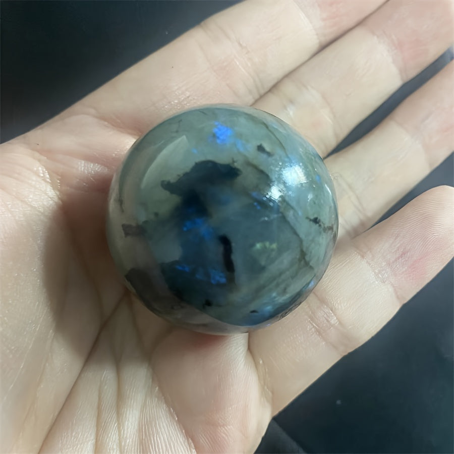 Labradorit toshli globus, xona bezaklari va meditatsiya uchun silliqlangan to‘p