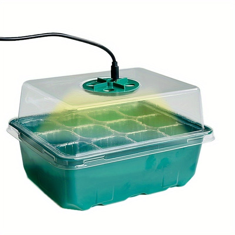 Juego de bandejas para plántulas con luz de crecimiento, humedad ajustable, 12-60 agujeros