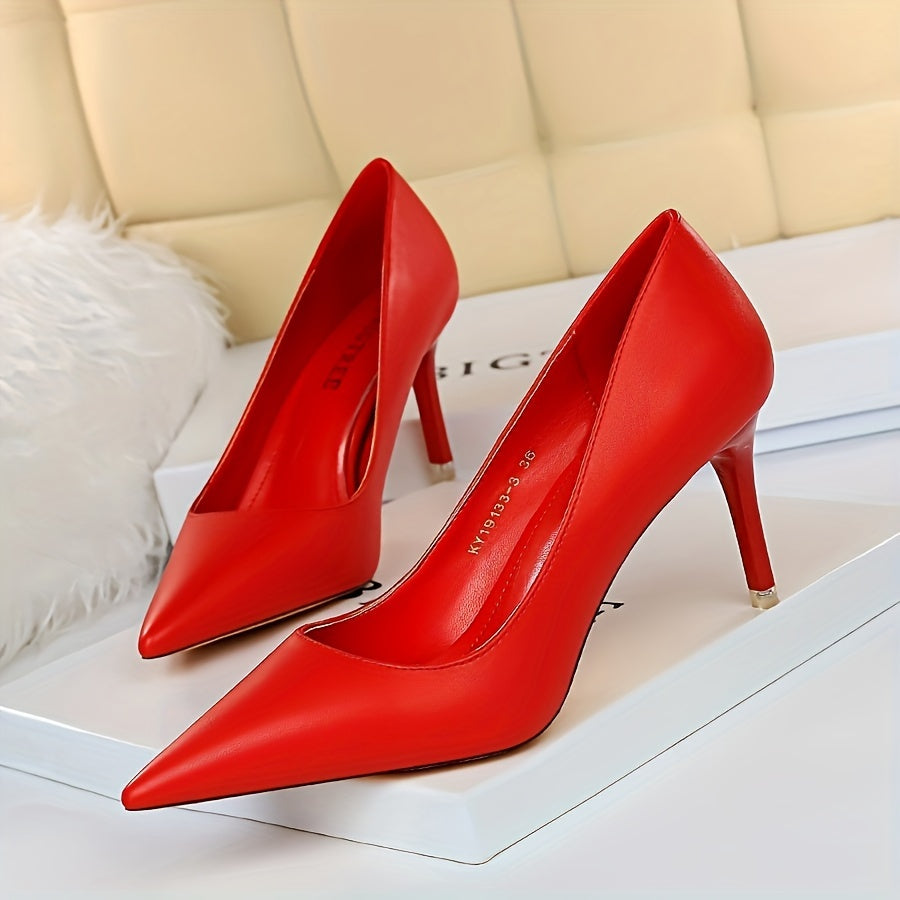 Women's Pointed Toe High Heels Leather Sleek Design Lightweight Rubber Sole