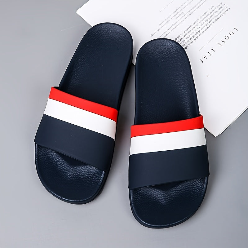 Unisex Color Block Open Toe Slippers with Non-slip PVC Sole for Casual Wear