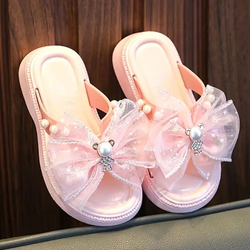 Girls Summer Floral Sandals with Bow, PVC Upper, Adjustable Strap, Infants to 14