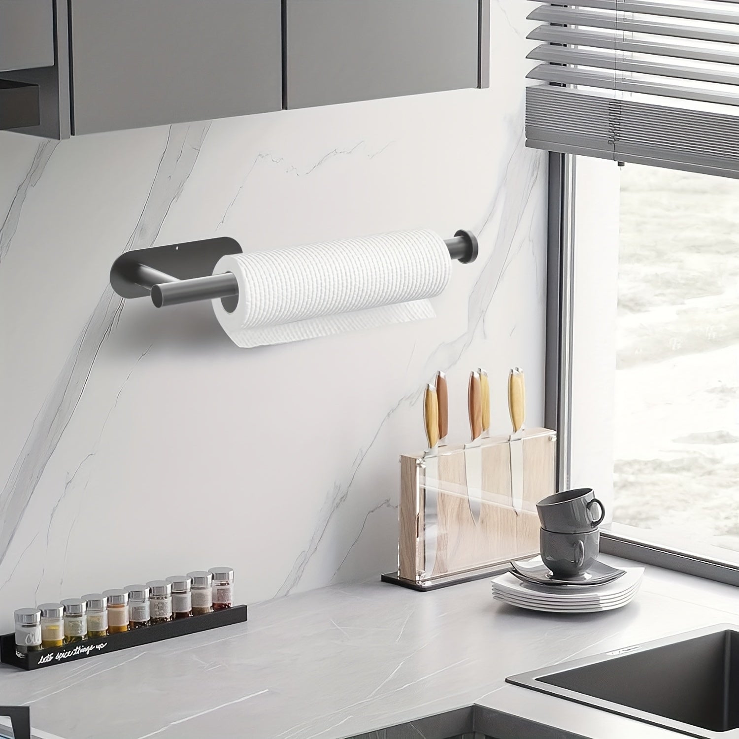 Stainless Steel Wall Mount Paper Towel Holder with Self-Adhesive or Drill Installation