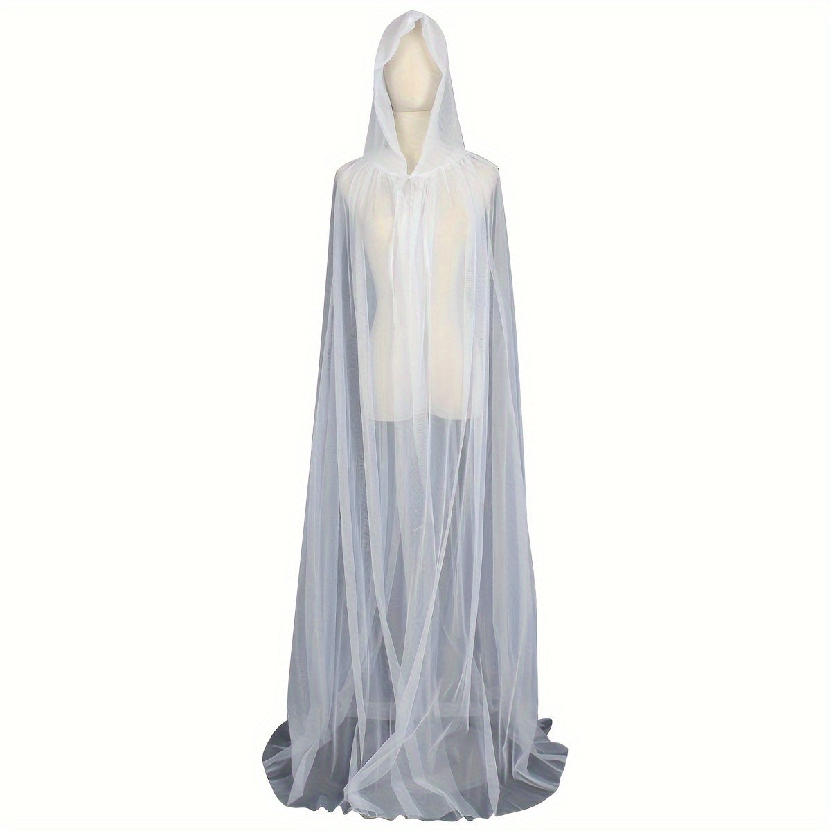 Sheer Chiffon Hooded Cape Poncho Vintage-Inspired Layering Costume Accessory