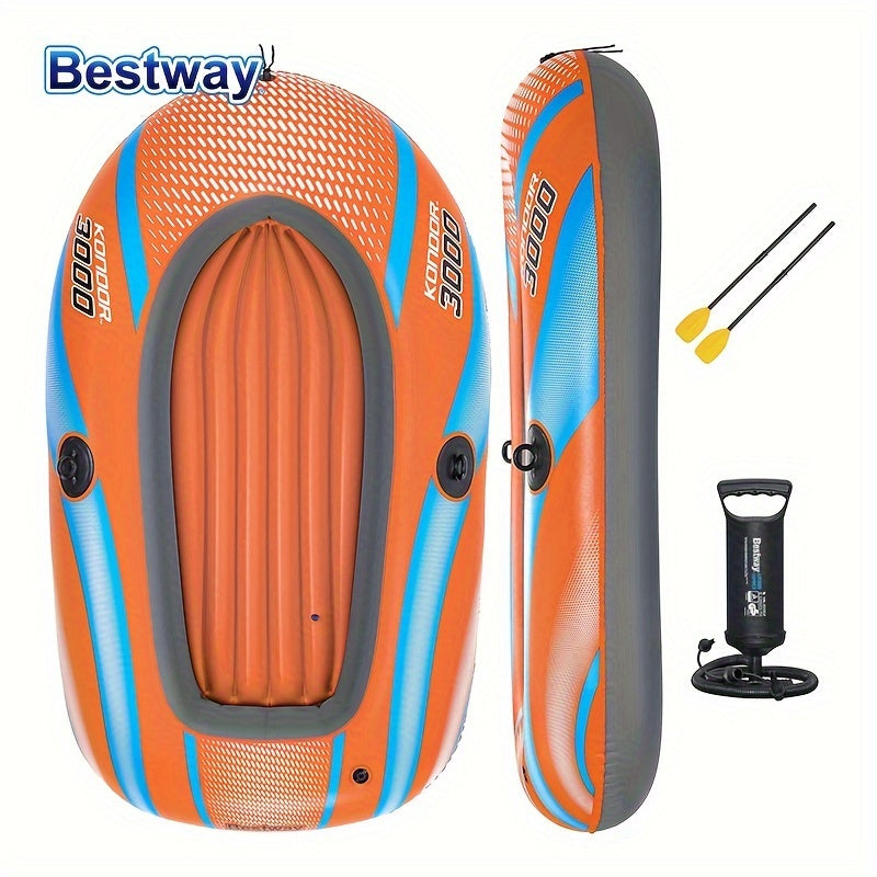 Inflatable Kayak for 1-3 People with Fast Inflation System and Rudder Orange PVC