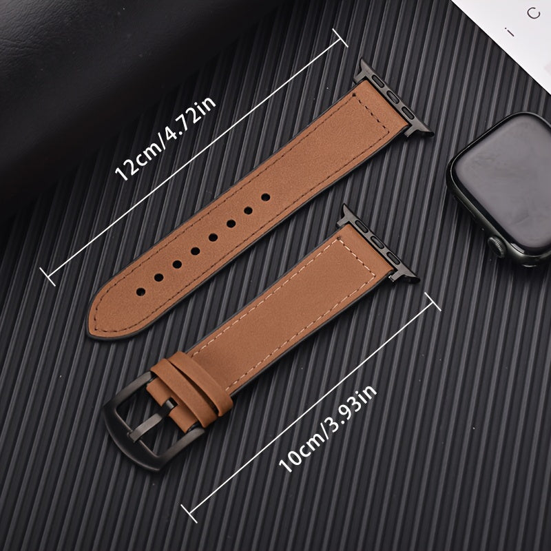 Synthetic Leather Watch Band for Apple Watch Series Ultra SE 5 4 3 Adjustable Hook Loop Clasp
