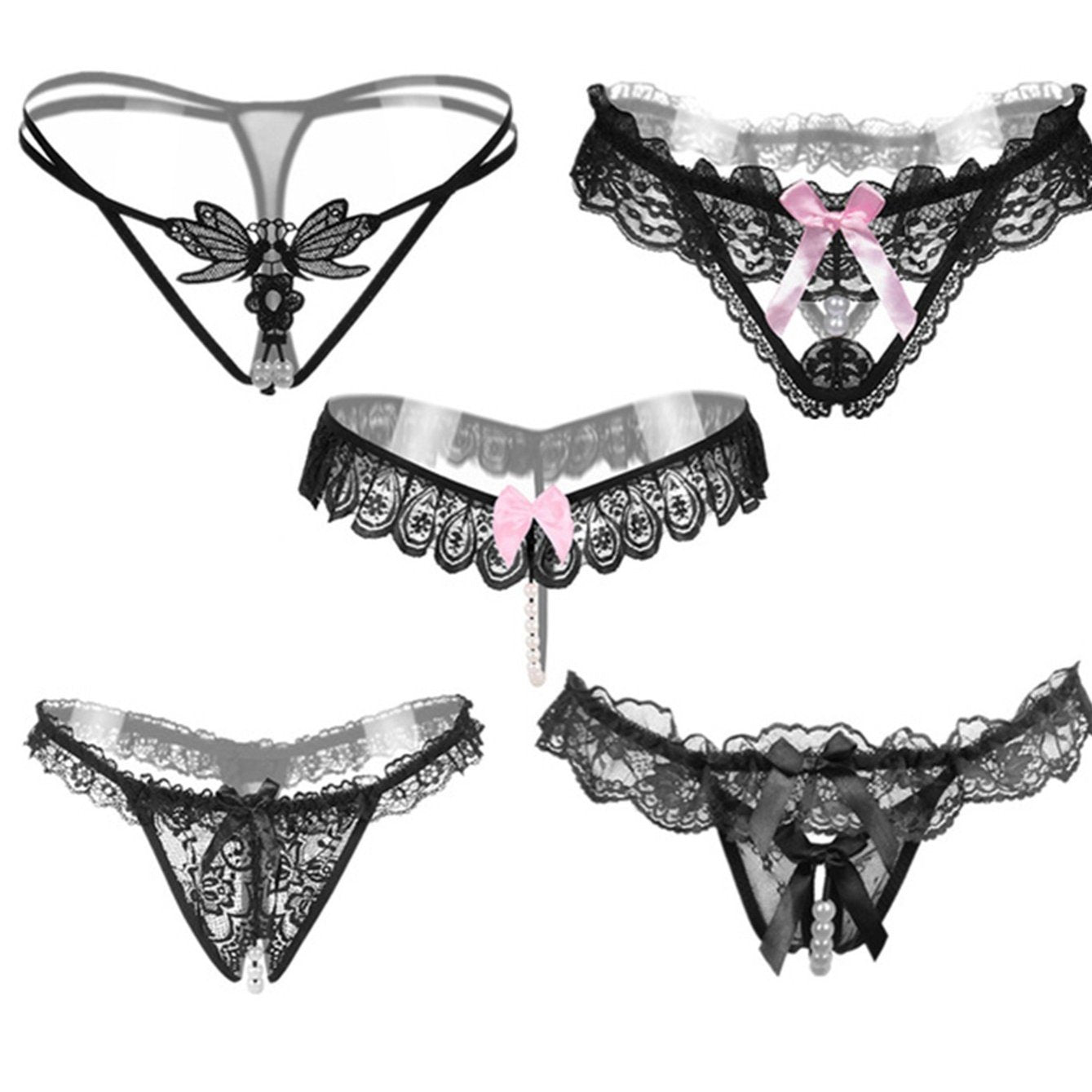 5-dona Sexy Lace Thongs va G-stringlar, qulaylik va yaqin lahzalar uchun