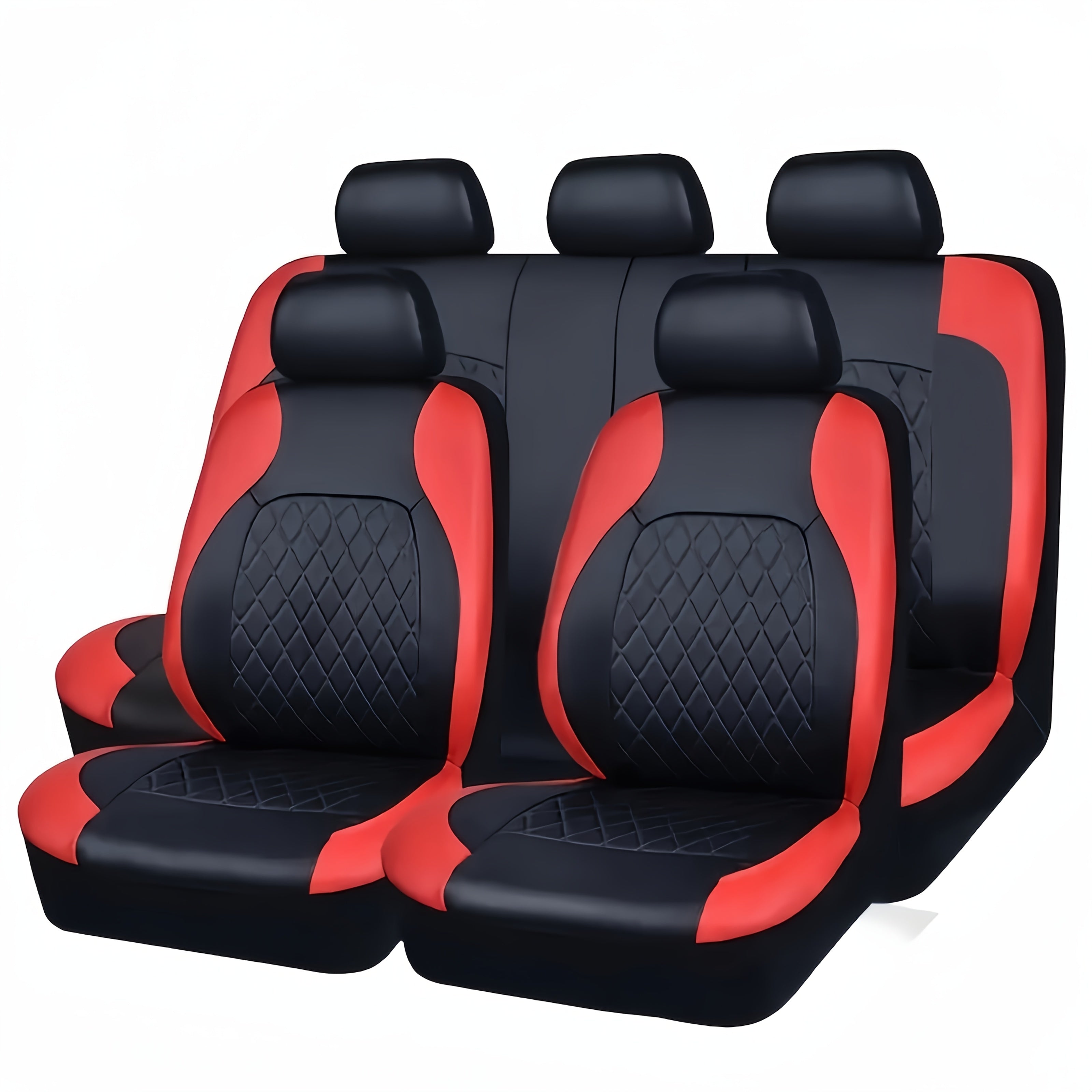 Universal PU Leather Car Seat Covers Full Set Breathable Airbag Compatible Fits Cars Trucks SUVs