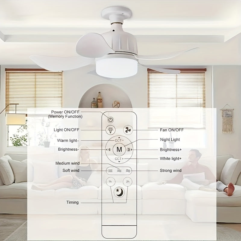 LED Ceiling Fan Light with Remote Control Adjustable 3-Speed Timer for Bedroom Living Room