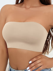 Women’s Seamless Strapless Wireless Bandeau Bra with Push-Up Support